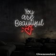 thumbnail image 3 of Glowneon You Are Beautiful Neon Sign, Custom Motivation Quotes Led Sign, Bar Decor, Girl Room Decor, 3 of 5