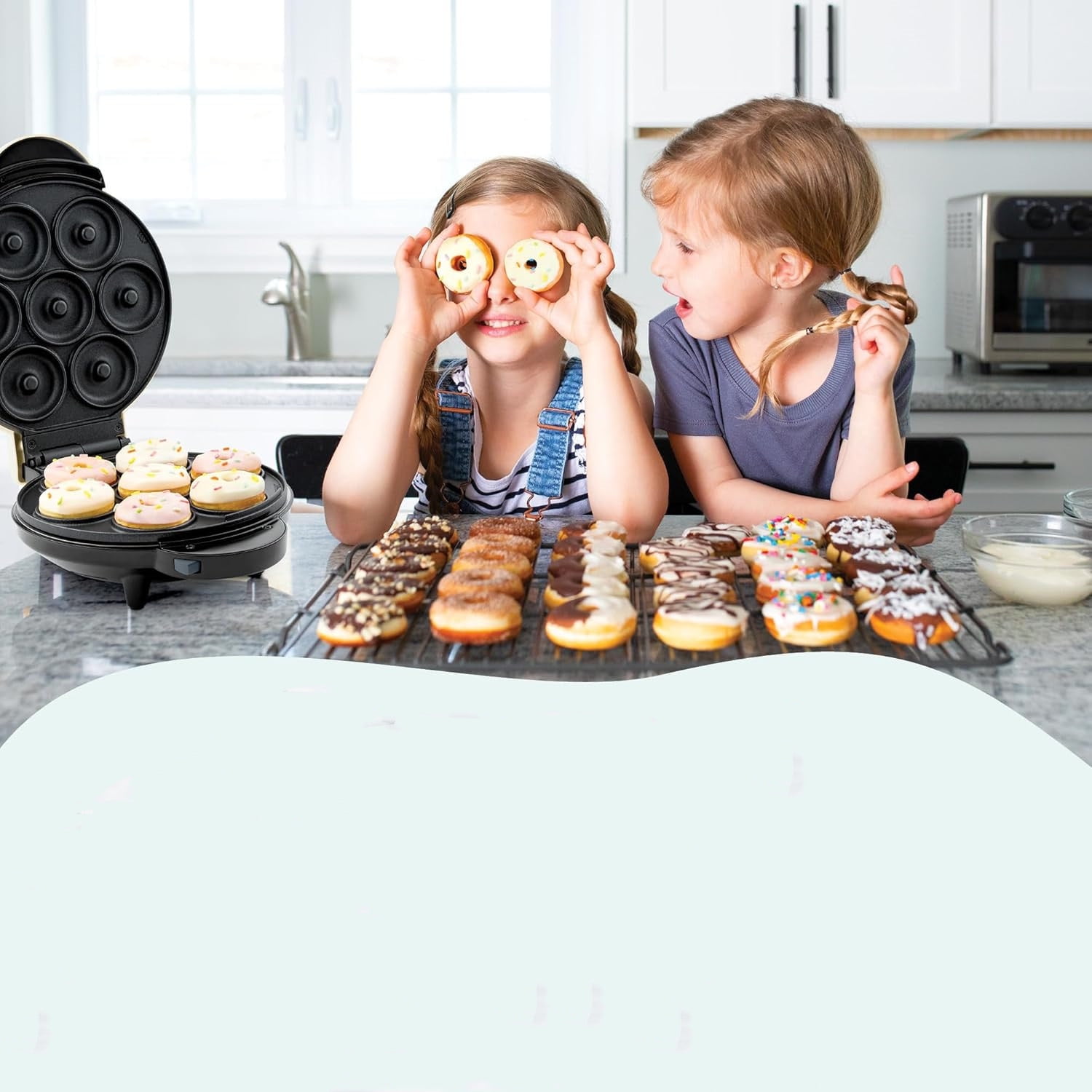 Treat Maker System, Mini Donuts, Heart Shaped Waffle, Mini Cupcakes - Aqua