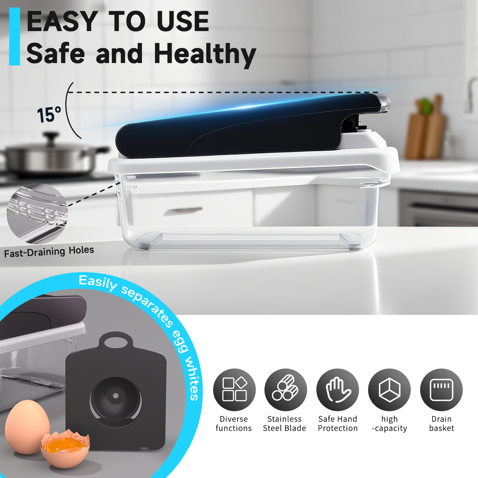 Aonhom 15-in-1 Vegetable Chopper and Slicer, White photo 4