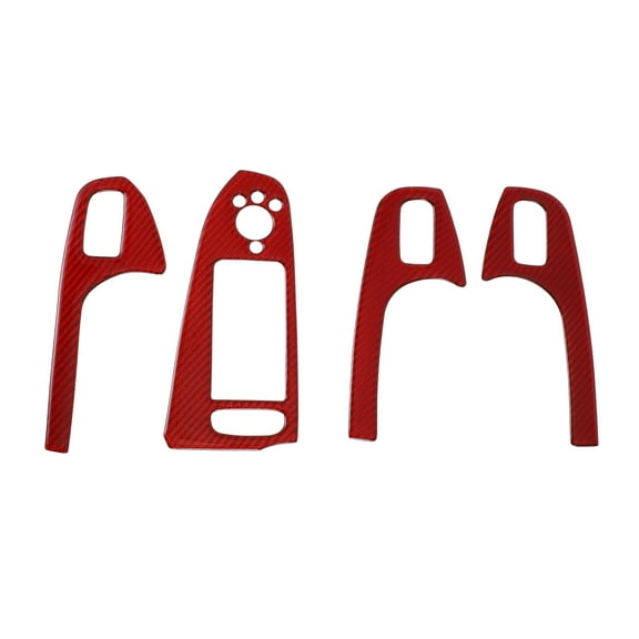 Unique Bargains Window Lift Switch Panel Trim Cover for Audi A4 2009-2016 Front Rear Car Door Window Control Button Interior Accessories Carbon Fiber Red