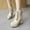 Beige, variant on Jsaierl Platform Boots for Women, Heeled Combat Boots Chunky Heel Booties Round Toe Lace Up High Heel Ankle Boots