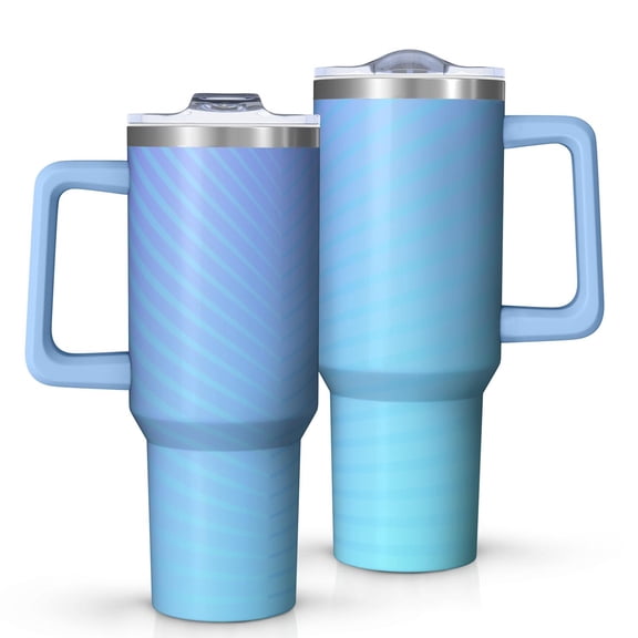 40oz Tumbler with Handle and Straw, Vacuum Insulated Stainless Steel Travel Mug, Fits Car Cup Holder, Gradient Print