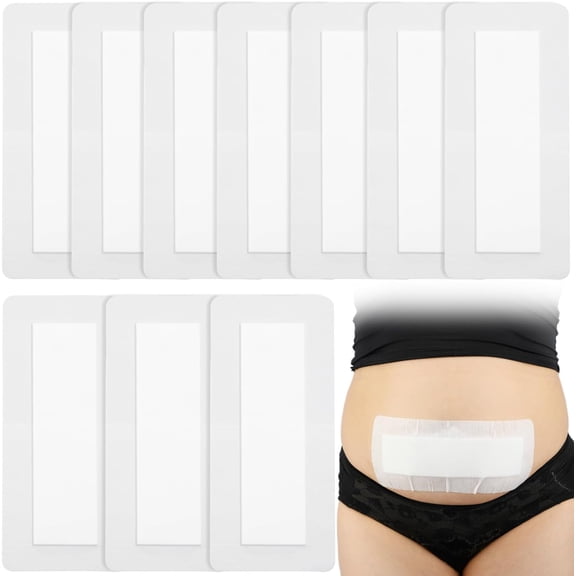 10 Pcs C-Section Incision Adhesive Island Dressing Bandage Breathable Bordered Gauze Pads for Post Abdominal Surgery Hysterectomy Tummy Tuck Recovery Adhesive Wounds Cover Women Patients
