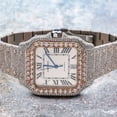 thumbnail image 3 of Pre-Owned Cartier Santos 39.8MM WSSA0009 Silver Roman Dial Rose Gold Diamond Bezel Stainless Steel Full Diamond Bracelet 17.96ct, 3 of 7