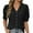 Black, variant on Women's Crochet Tee Tops V-Neck Short Sleeve Solid Color Slim Fit Basic T-Shirts For Summer Vacation And Work