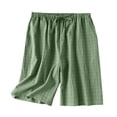 thumbnail image 2 of HOZADOIE Green Pajama Shorts for Women Plus Size plaid Printed 100% Cotton Drawstring Elastic Waistband Loose Lightweight Lounge Soft 5 Inseam Athletic Shorts, 2 of 3