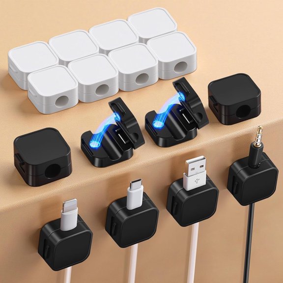 Xuanry Magnetic Cord Clips Wire & Cable Organizers, Black & White, 18 pack