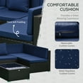 thumbnail image 5 of Outsunny 7 Piece Outdoor Patio Furniture Set, PE Rattan Wicker Sectional Sofa Set with Couch Cushions, Pillows, Coffee Table, Blue, 5 of 10