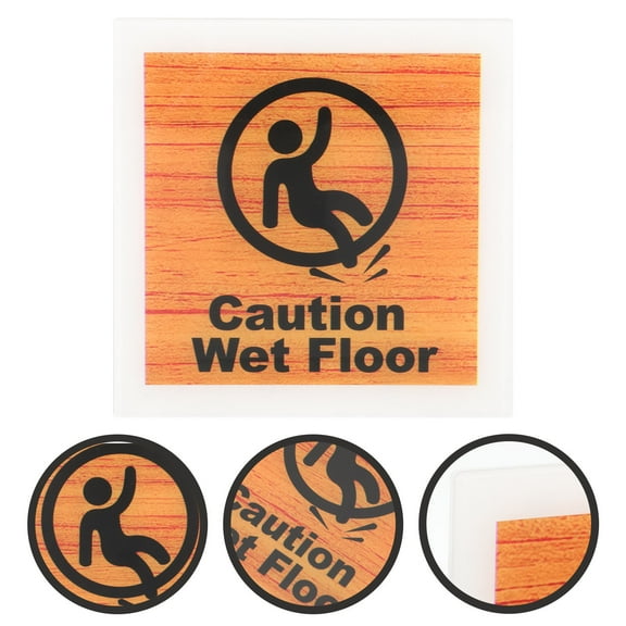 WHAMVOX Caution Wet Floor Sign Lightweight Acrylic Safety Sign for Office Use Chocolate Color 12x8 Inches