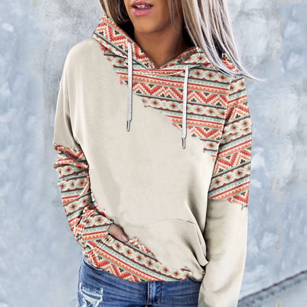 Pntutb moda mujer manga larga otoño camiseta impresión bolsillos con capucha blusa tops Pntutb Pntutb-4141