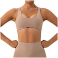 thumbnail image 2 of Women's Seamless Sports Bra with Wide Straps - Nylon Athletic Top for Yoga, Running, Gym Workouts, Fitness Training Khaki S, 2 of 7