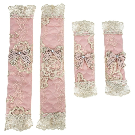 WINOMO 2 Pairs Protective Fabric Fridge Handle Covers Pink Decorative for Home Kitchen Use