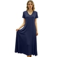 thumbnail image 3 of Endives Nightgown for Women Full Length Soft Breathable Crew Neck Sleepshirt for Women Sleep Dress Nightshirt Ladies Summer Pajama Dress Long Dress Causal Nightwear Dark Blue M, 3 of 4