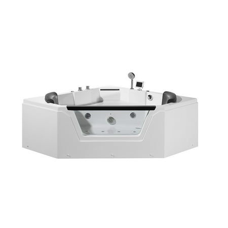 59 in. Acrylic Right Drain Corner Alcove Whirlpool Bathtub in White