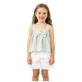 thumbnail image 4 of biudgviw Girls Summer Outfit Striped 2 Piece Set Casual Square Neck Sleeveless Tops with Ruffle Shorts Set Cute Toddler Clothes, 4 of 7