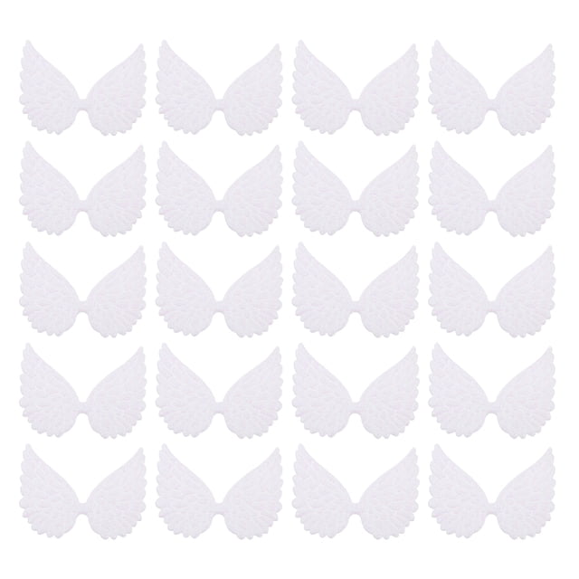 Miangastore 30pcs Angel Wing Cake Topper Mini Glitter Angel Wing Sewing Patches Accessories
