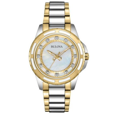 Bulova Diamond Ladies Watch - Mother-of-Pearl - Stainless and Gold-Tone