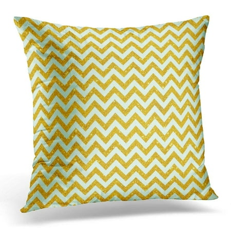 300 Home Decor ARHOME White Zigzag for Mint Gold Glitter Zig Zag Chevron Pattern Green 300 Throw Pillow Case Pillow Cover Sofa Home Decor 16x16 Inches ()