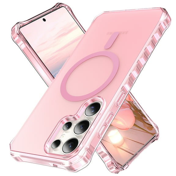 Allytechgroup Compatible with Samsung Galaxy S25 Ultra Case for Women Girls, Compatible with Magsafe Slim Phone Case Shockproof Magnetic Back Cover for Samsung Galaxy S25 Ultra, Pink
