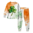thumbnail image 6 of Auroural girls clothes 10-12 outfits under $21 St. Patrick's Day Printed Long Sleeved Shirt And Pants Set For Boys And Girls, 6 of 9