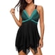 thumbnail image 1 of Traje de baño tankini de dos piezas con estampado de malla y control de barriga para mujer, 1 of 7