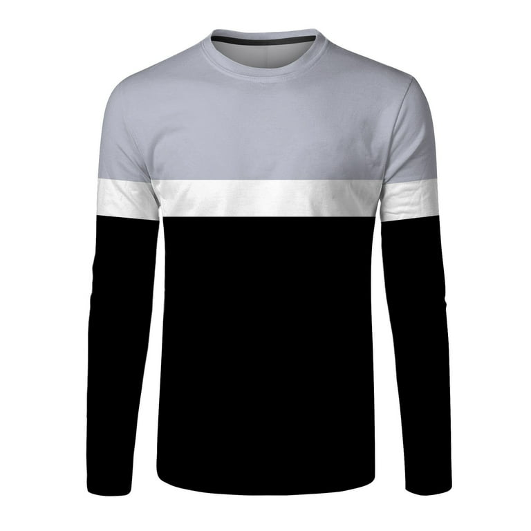 Long Sleeve Mens Fashion Casual Sports Striped Stitching