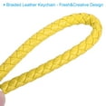 thumbnail image 4 of Braided Leather Keychain with Stainless Steel Key Ring, PU Woven Wristlet Lanyard, Yellow 3 Pack, 4 of 5