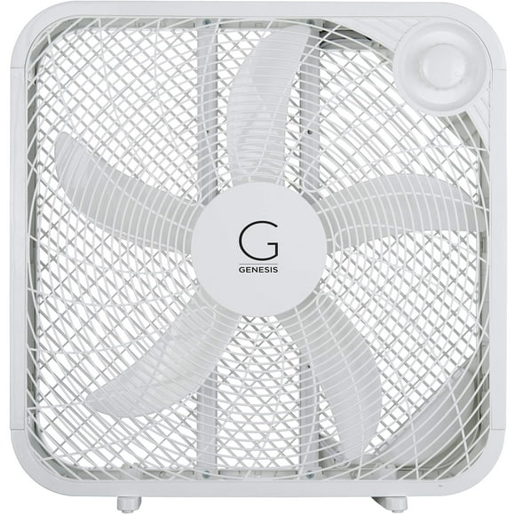 Ventilador de caja Genesis de 20", 3 configuraciones, tecnología de enfriamiento máximo, asa de transporte, blanco (G20BOX-WHT)
