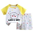 thumbnail image 2 of Tfken Outfits Sets For Children Girls Crew Neck Short Sleeve Cartoon Print Tee Shorts Quick Dry Trendy Clothing Sets Yellow Size 5 Years-6 Years, 2 of 4