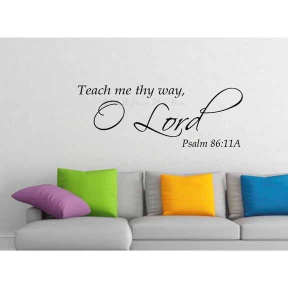 Religious Wall Decor Quotes, Teach Me Thy Way O Lord Letter Decals Stickers 36x14-Inch Black