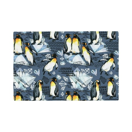 

Table Placemats Set of 6 - Penguin Arctic Adventure 12x18 In Faux Linen Double Heat Resistant Place Mats Cloth Indoor/Outdoor Placemats Washable Table Mats for Dining Kitchen Party
