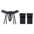 thumbnail image 2 of Tangas De Cuerda Pearl G Con Medias De Liguero Set Black + Silk Stockings Sunnimix Conjunto de medias de liguero de perla G, 2 of 8