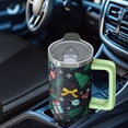 thumbnail image 5 of 30oz Merry Christmas Tumbler with Lid and Straw, Stainless Steel Cup with Handle Plaid Travel Coffee Mug, Holiday Presents, 5 of 5