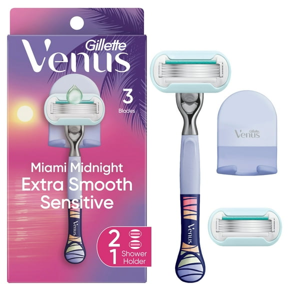 Manche de rasoir Gillette Venus Minuit à Miami Extra doux Sensible, 2cartouches, 1crochet pour la douche 1CT