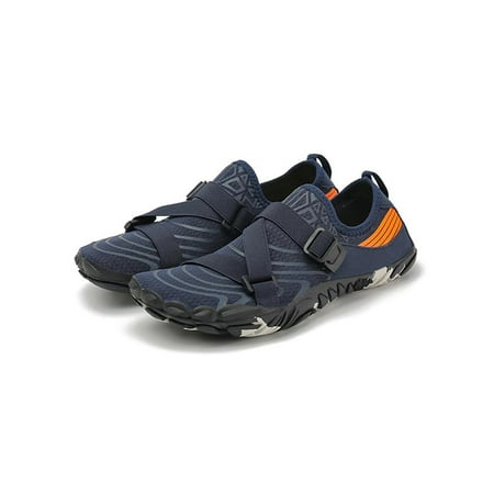 

Rotosw Men Women Aqua Socks Quick Dry Beach Shoe Mesh Water Shoes Comfort Barefoot Flats Exercise Anti-Slip Sock Sneaker Dark Blue 5