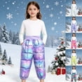 thumbnail image 6 of Ruyang Baby Metallic Snow Pants Winter Warm Puffer Down Thick Trousers Toddler Boys Girls Colorful Elastic Waist Ski Bib Pants, 6 of 7