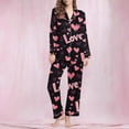thumbnail image 3 of Iyufng Valentines Day Pajama Sets for Women Plus Size,Womens Pajama Sets Long Sleeve,Casual Fashion Valentine's Day Printed V-Neck Lapel Sleepwear Sets (Top+Pants) S-XXL, 3 of 6