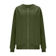 thumbnail image 5 of Guzom Womens Army Green Zip-Up Bomber Jacket - Nylon Spandex Blend, Full-Zip, Ribbed Cuffs, Inclusive Sizing S-XXL for Casual/Office/Light Outdoor Use,Size L, 5 of 7