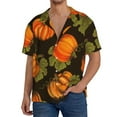thumbnail image 3 of Balery Orange Pumpkin Men's Casual Button Down Shirt Short Sleeve Textured Summer Cuban Beach Shirts-Small, 3 of 7