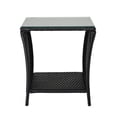 thumbnail image 7 of Tcbosik Glass Top Side Table, 2-Tier Rattan End Table with Sturdy Iron Frame for Indoor & Outdoor Use, 110lbs Weight Capacity (Black), 7 of 7