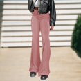 thumbnail image 4 of Ladies Bodycon Pants Slight Flare Leg Elastic High Waist Casual Style Daily Suit, 4 of 7
