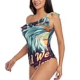 thumbnail image 5 of Daiia Western Style Bald Eagle Women's One Piece Swimsuits Personalized One Shoulder Swimwear Asymmetric Ruffle Bathing Suits-X-Large, 5 of 8