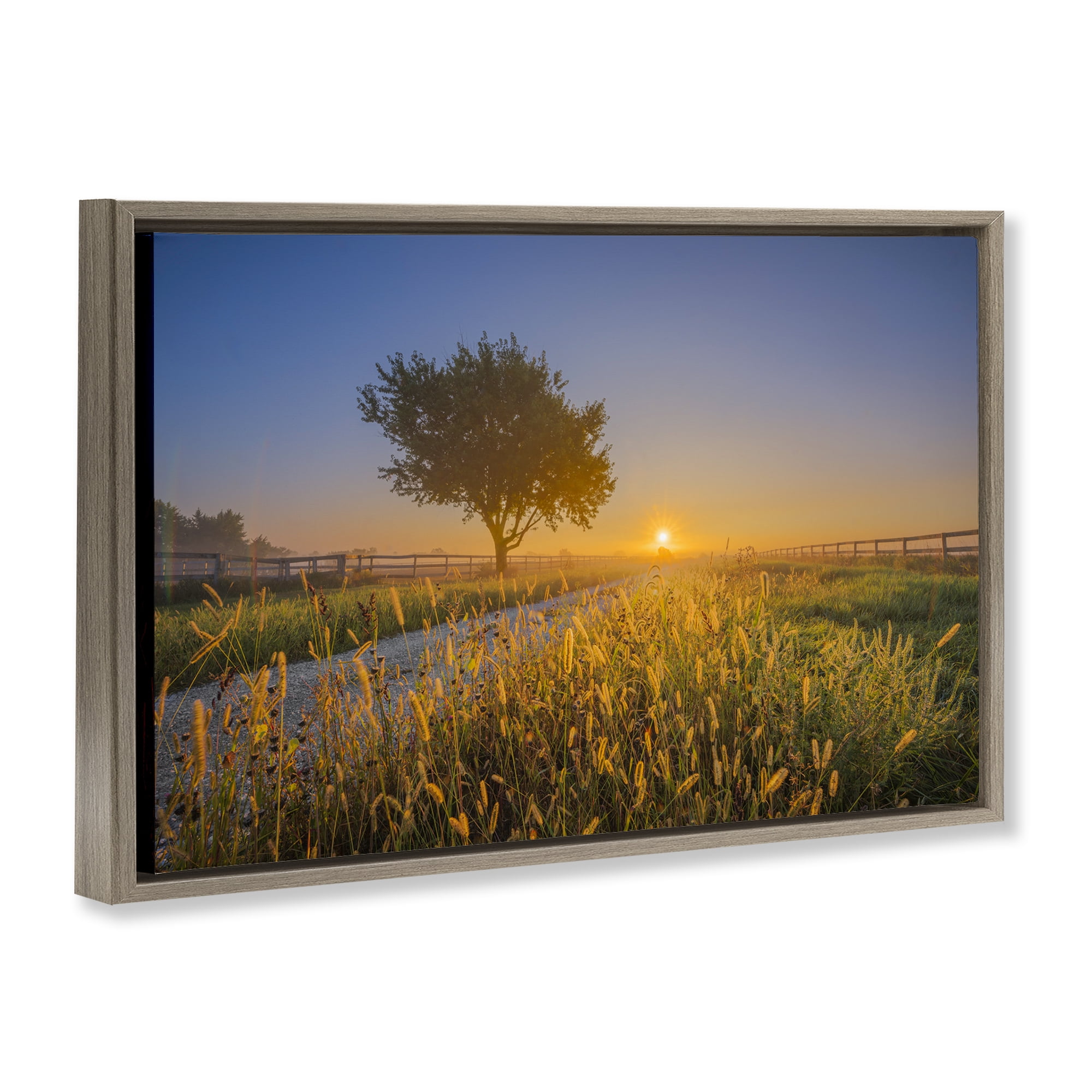 Stupell Industries Rising Sun Horizon Landscape & Nature Photography Brown Floater Framed Canvas Art Print Wall Art, 25 x 17