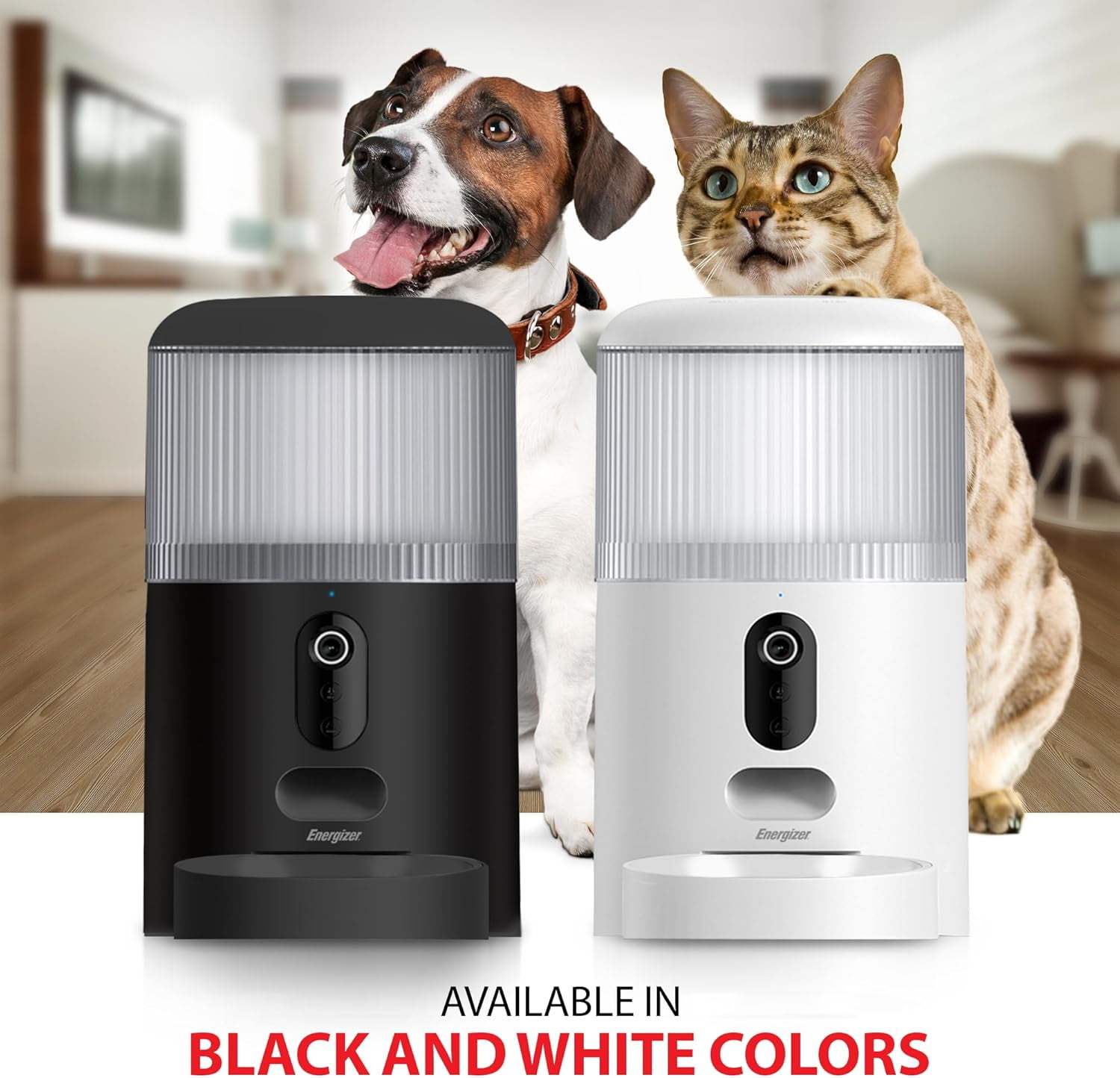 Energizer Smart Pet Feeder, Automatic Pet Feeder with 2K Video Camera & Two-Way Audio, White