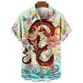 thumbnail image 6 of Summer Men's Social Casual Vintage Floral Hawaiian Oversize Short Sleeve Shirt Street Luxury Dragon Pattern Element Clothing Hot, 6 of 6