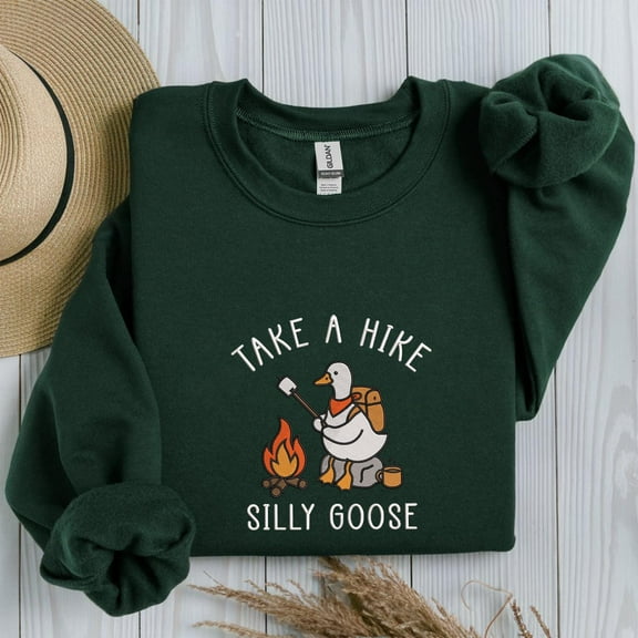 Embroidered Silly Goose Hiking Sweatshirt, Funny Hiking TShirt, Nature Lover Tee, Gift for Hiker, Summer Hoodie, Adventure Crewneck
