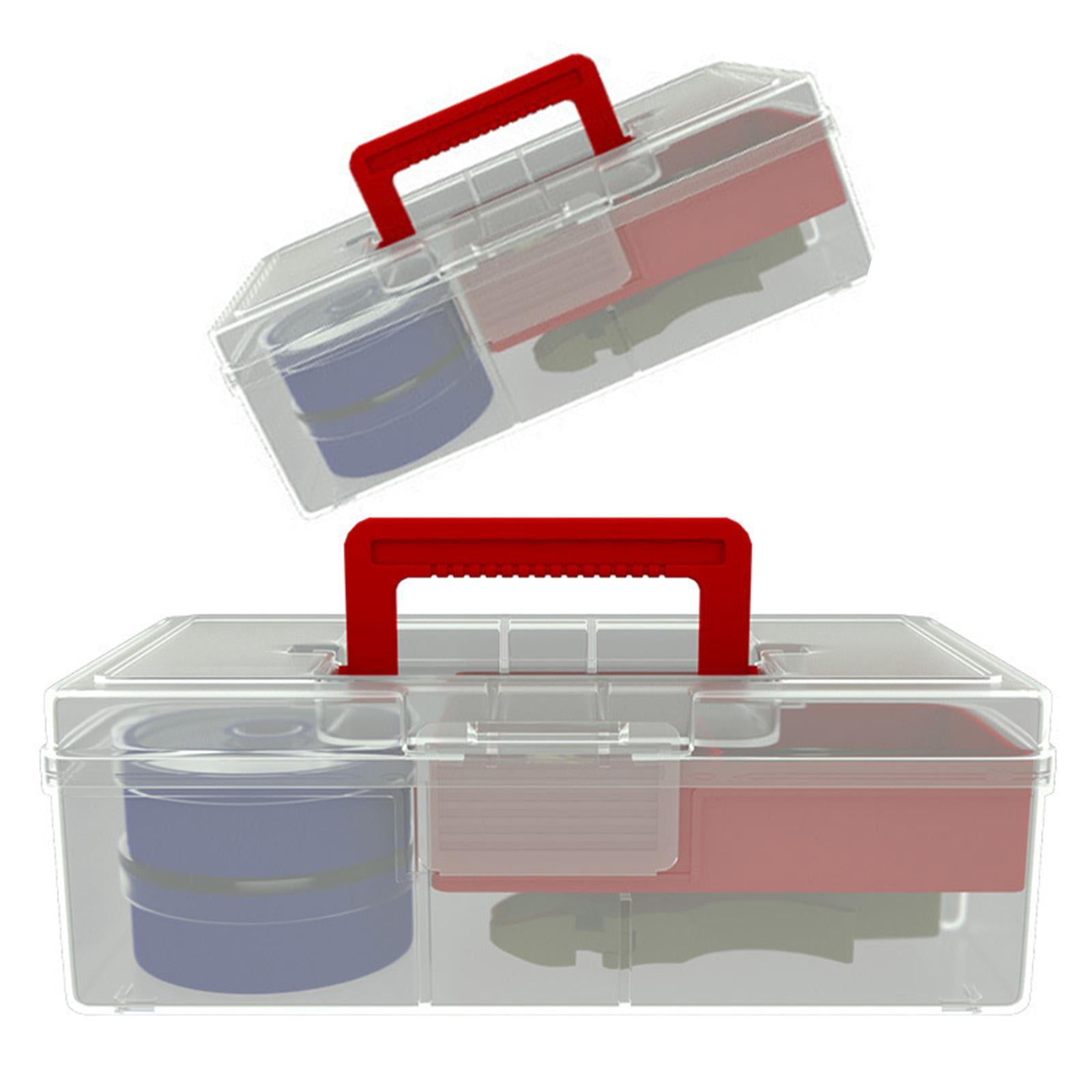 Wswqop Fishing Tackle Box 2 Layer with Handle Fishing Accessories Fly Fishing Hard Case red