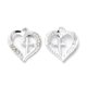 thumbnail image 1 of Rack Plating Alloy Crystal Rhinestone Pendants Heart with Cross Charms Platinum 20x17.5x2.5mm Hole: 1.5mm, 1 of 3