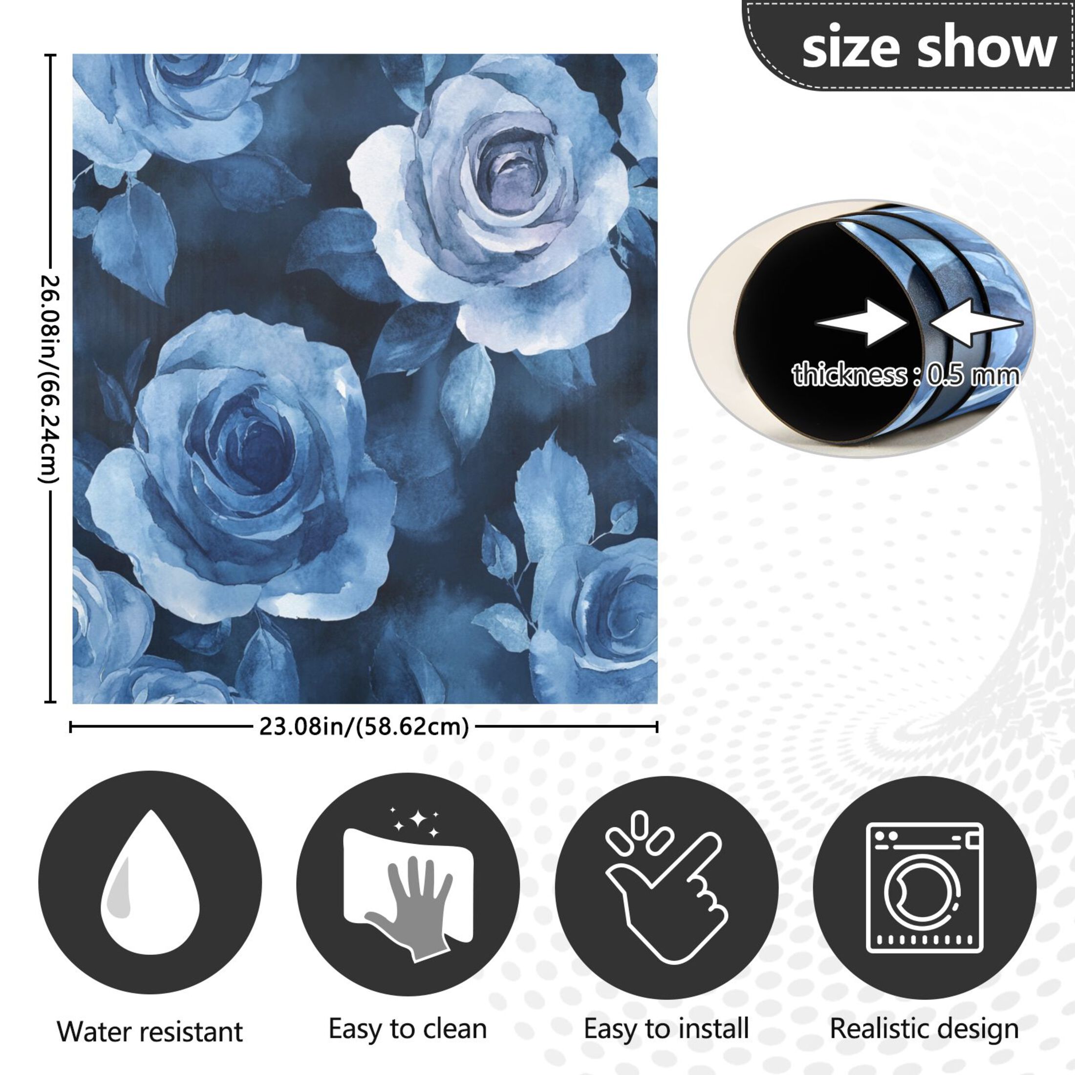 Dishwasher Magnetic Sticker 23x26 Inch Refrigerator Magnetic Sticker Washing Machine Magnetic Sticker Kitchen Panel Magnetic Sticker Home Decor Cartoon Teal Roses Seamless