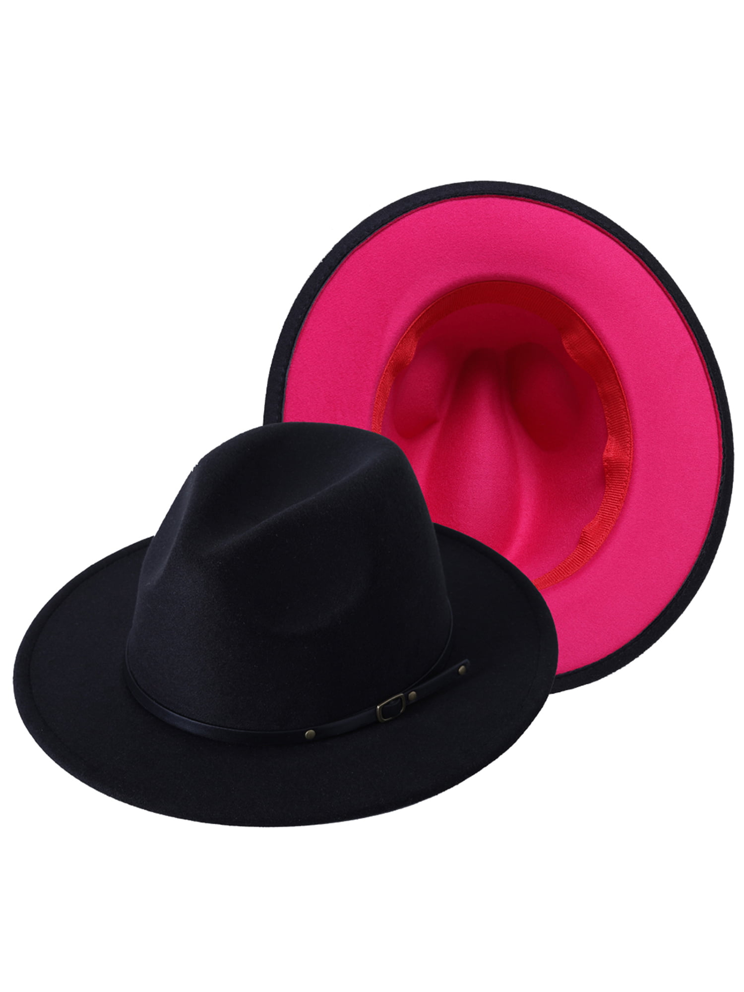 6 Pcs Fedora Hats for Women Felt Panama Hat Wide Brim Fedora Hat with Belt Buckle Floppy Hats Vintage Decoration Dress Hat 